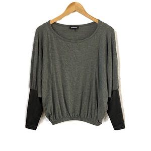 Bebe Top w/ Leather Sleeves